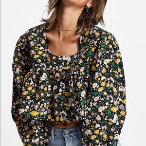 Gospell floral crop top long sleeve